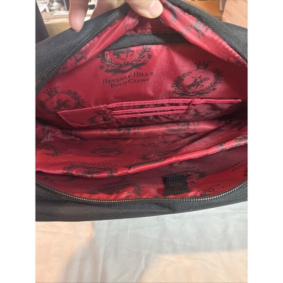 Beverly Hills Polo Club Messenger Equipment Laptop Computer Bag Logo Black & Red - Picture 9 of 13
